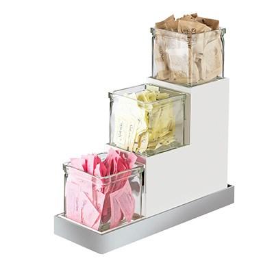 Cal-Mil 3003-55-15 3 Tier Luxe Stair Step Jar Display - Melamine, White, Stainless Steel