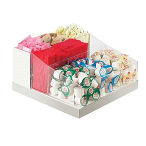 Cal-Mil 3009-55 Luxe Multi-Bin Condiment and Stir Stick Organizer with Stainless Steel Base