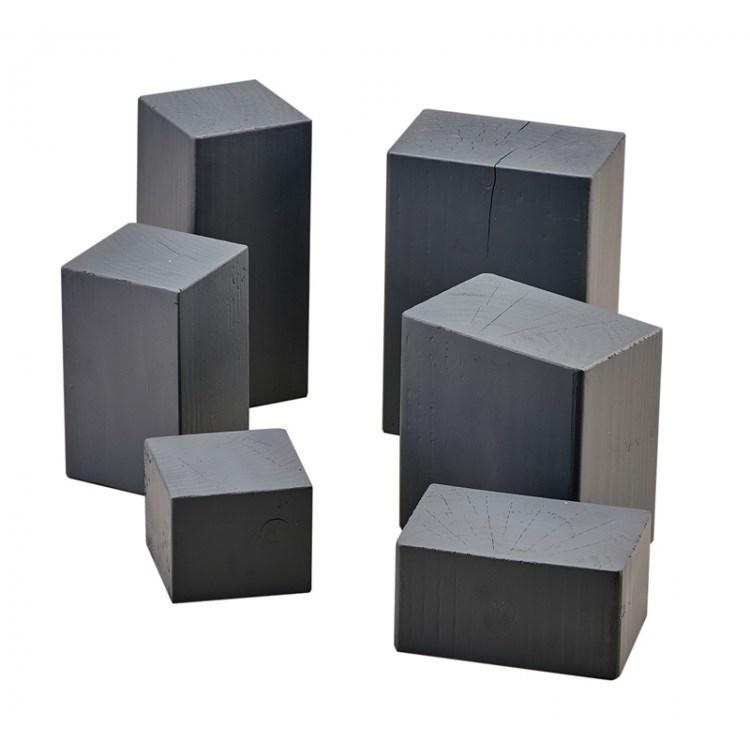 Cal-Mil 3056-338 3.5" Square Buffet Riser Block - 8"H, Wood, Charcoal