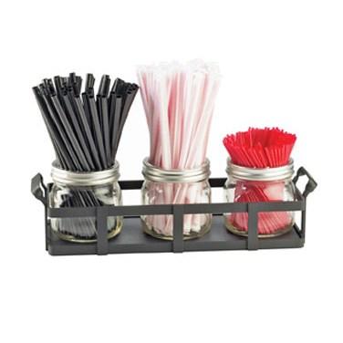 Cal-Mil 3334-13 Straw Stir-Stick Holder - Glass, Black