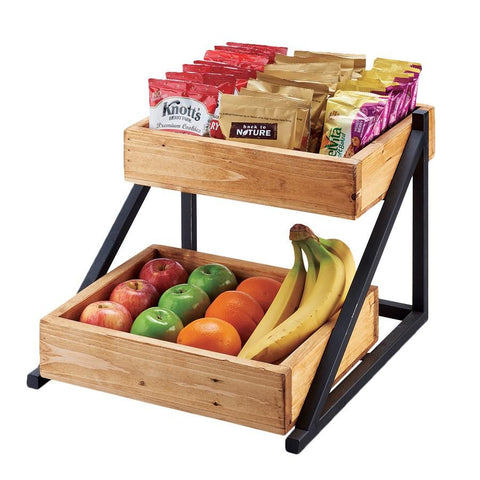 Cal-Mil 3448-99 Madera 2-Tier Merchandiser, reclaimed wood, black metal frame
