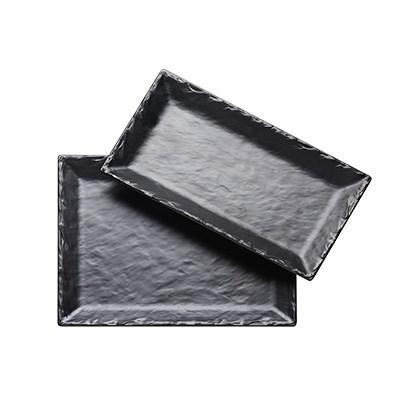 Cal-Mil 3459-1515-65M 15" Square Platter - Melamine, Black Faux Slate