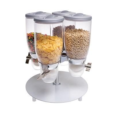 Cal-Mil 3514-4-39 Countertop Cereal Dispenser with (4) 3.5 Liter Containers - Metal Stand, Platinum