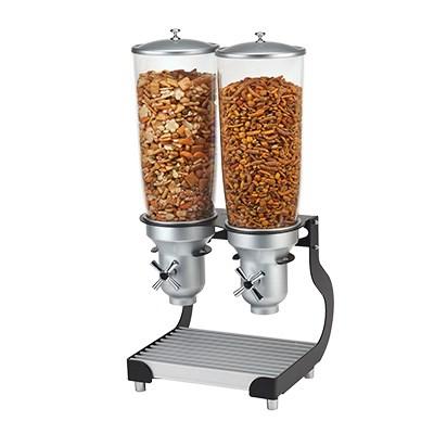 Cal-Mil 3516-2-13 Countertop Cereal Dispenser with (2) 5 Liter Containers - Metal Stand, Black/Silver