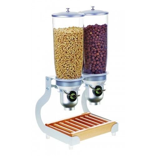 Cal-Mil 3516-2-98FF Countertop Cereal Dispenser with (2) 5 Liter Containers - Wood Stand, Beechwood