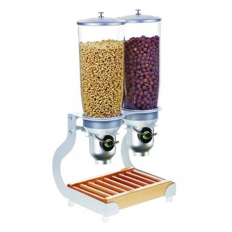 Cal-Mil 3516-2-98FF Countertop Cereal Dispenser with (2) 5 Liter Containers - Wood Stand, Beechwood