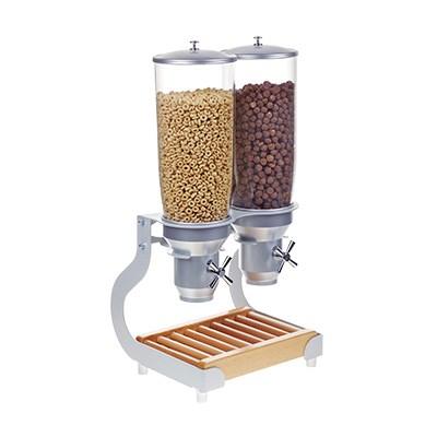 Cal-Mil 3516-2-98 Countertop Cereal Dispenser with (2) 5 Liter Containers - Wood Stand, Beechwood