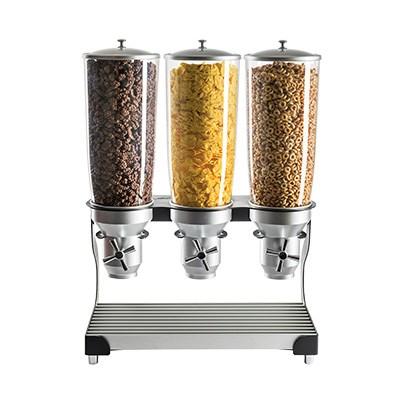 Cal-Mil 3516-3-13 Countertop Cereal Dispenser with (3) 5 Liter Containers - Metal Stand, Black/Silver