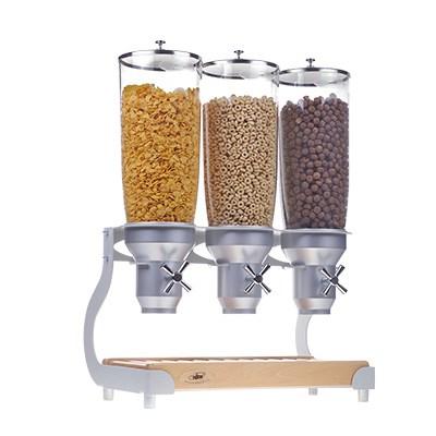 Cal-Mil 3516-3-98 Countertop Cereal Dispenser with (3) 5 Liter Containers - Wood Stand, Beechwood