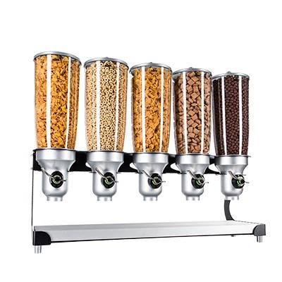 Cal-Mil 3516-5-13FF Countertop Cereal Dispenser with (5) 5 Liter Containers - Metal Stand, Black/Silver