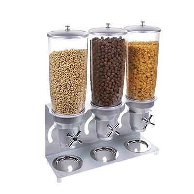 Cal-Mil 3517-3-39 Countertop Cereal Dispenser with (3) 5 Liter Containers - Metal Stand, Platinum