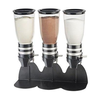 Cal-Mil 3527-3-13 Freestanding Sugar/Creamer Dispenser with (3) 1 Liter Containers - Plastic, Black