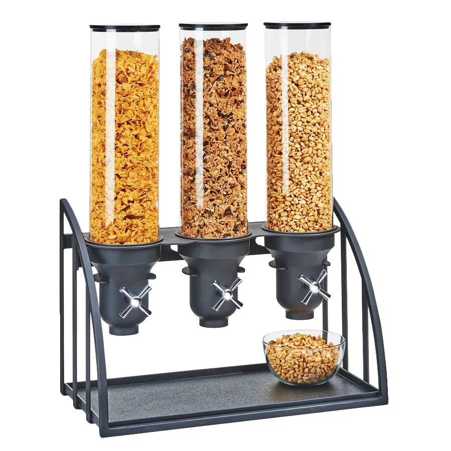 Cal-Mil 3597-3-13 Countertop Cereal Dispenser with (3) 4.5 Liter Containers - Metal Stand, Black