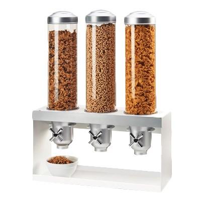 Cal-Mil 3598-3-55 Countertop Cereal Dispenser with (3) 4.5 Liter Containers - Metal Stand, White