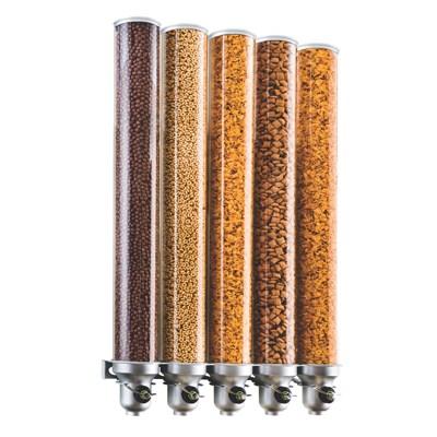 Cal-Mil 3618-5-39FF Wall-Mount Cereal Dispenser with (5) 9 Liter Containers - Plastic, Silver