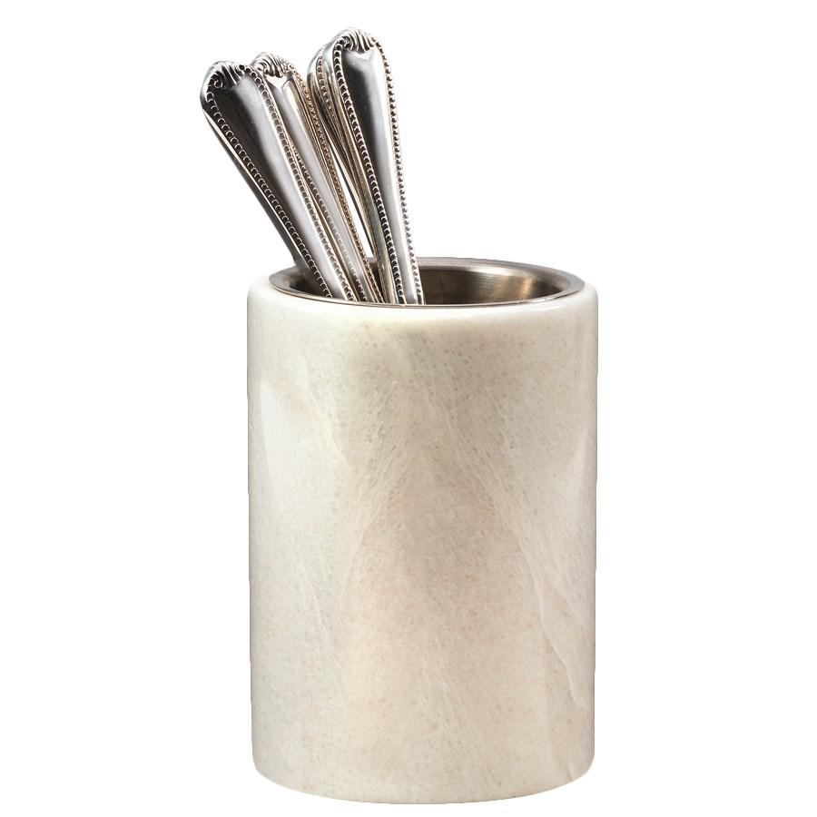 Cal-Mil 3630 White Marble 5" Round Flatware Organizer