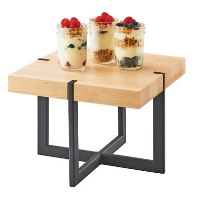 Cal-Mil 3641-12-71 12" Square Display Riser - 9"H, Maple/Black Metal