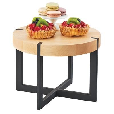 Cal-Mil 3642-12-71 12" Round Display Riser - 9"H, Maple/Black Metal