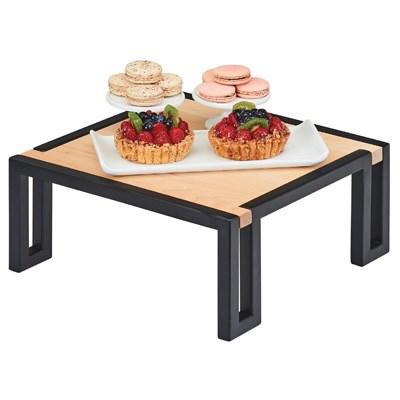 Cal-Mil 3659-6-71 13.5" Square Buffet Riser - 6"H, Maple/Black Metal