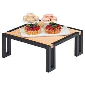 Cal-Mil 3659-6-71 13.5" Square Buffet Riser - 6"H, Maple/Black Metal