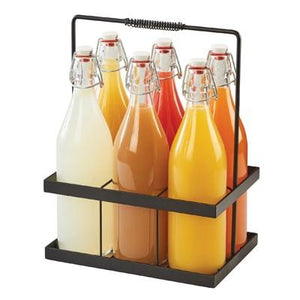 Cal-Mil 3660-13 32 Oz Glass Pitchers with Black Metal Caddy