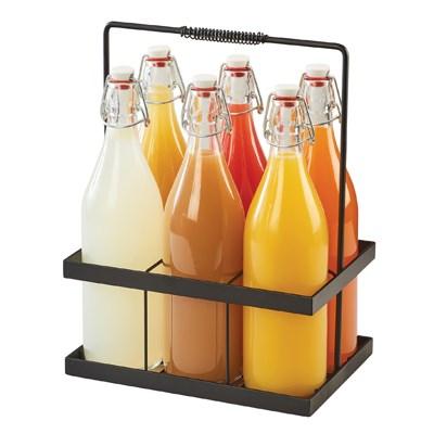 Cal-Mil 3660-13 32 Oz Glass Pitchers with Black Metal Caddy