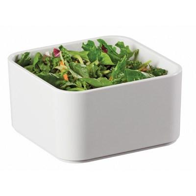 Cal-Mil 3676-15 Bowl, 5-9/10"W X 5-9/10"D X 3.5"H, Square, Curved, Melamine, White