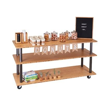 Cal-Mil 3698-4-60 Bamboo 3-Shelf U-Build Service Cart, Bronze