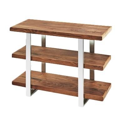 Cal-Mil 3708-49 Mid-Century Walnut 3 Tier Chrome Frame Riser