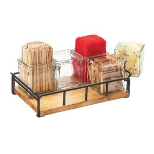 Cal-Mil 3713-99 Madera Rustic Pine Organizer with 6 Square Glass Jars