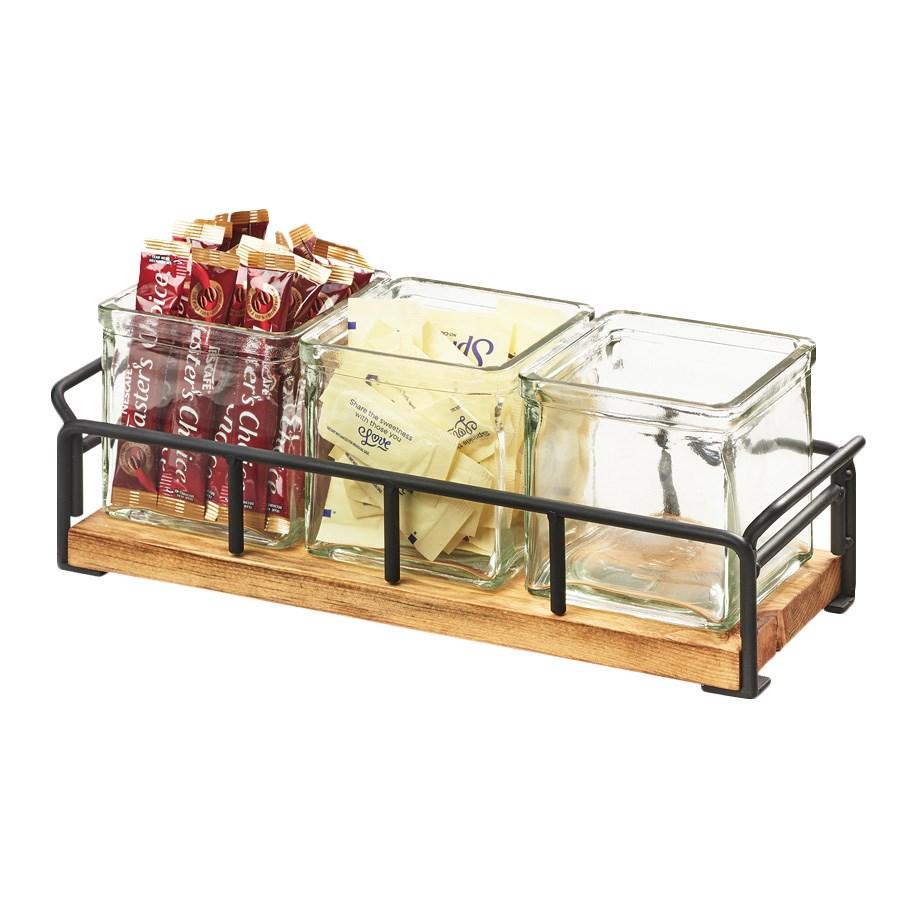 Cal-Mil 3714-99 Madera Rustic Pine Organizer with 3 Square Glass Jars