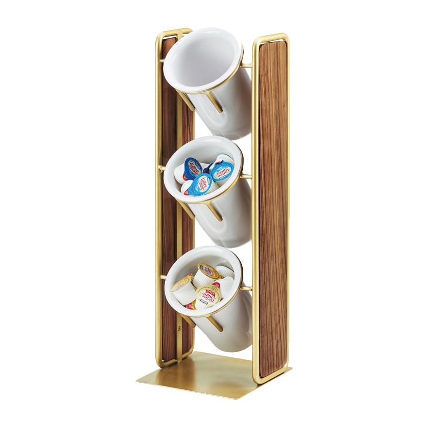 Cal-Mil 3715-46 Mid-Century 3-Cylinder Condiment Display with Brass Accents