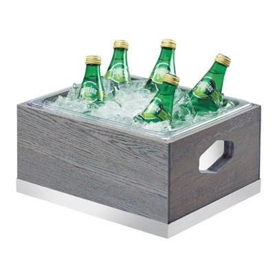 Cal-Mil 3800-10-83 Rectangular Ice Housing with Polycarbonate Pan Insert & Liner, Gray
