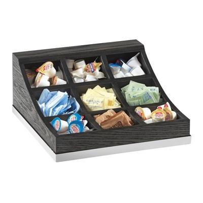 Cal-Mil 3801-87 Condiment Organizer with (9) Bins - Oak, Dark Gray