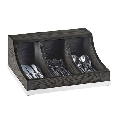 Cal-Mil 3802-87 3 Compartment Flatware Organizer, Oak, Dark Gray