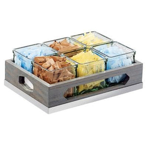 Cal-Mil 3805-83 Rectangular Jar Dispaly with (6) Glass Jars, Gray