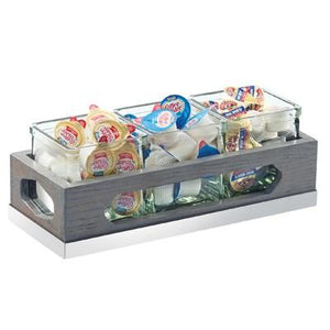 Cal-Mil 3806-83 Rectangular Jar Display with (3) Glass Jars, Gray