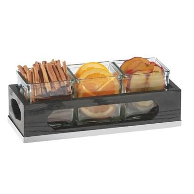 Cal-Mil 3806-87 Condiment Caddy Organizer with (3) Glass Jars - 12.75" X 5", Dark Gray