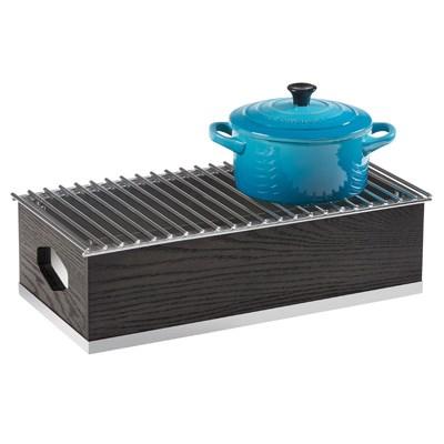 Cal-Mil 3813-87 Rectangular Chafer Alternative - Oak/Metal, Dark Gray