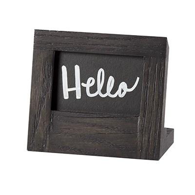 Cal-Mil 3818-23-87 Cinderwood Chalkboard Sign - 5"W X 4.25"H, Oak Frame, Dark Gray