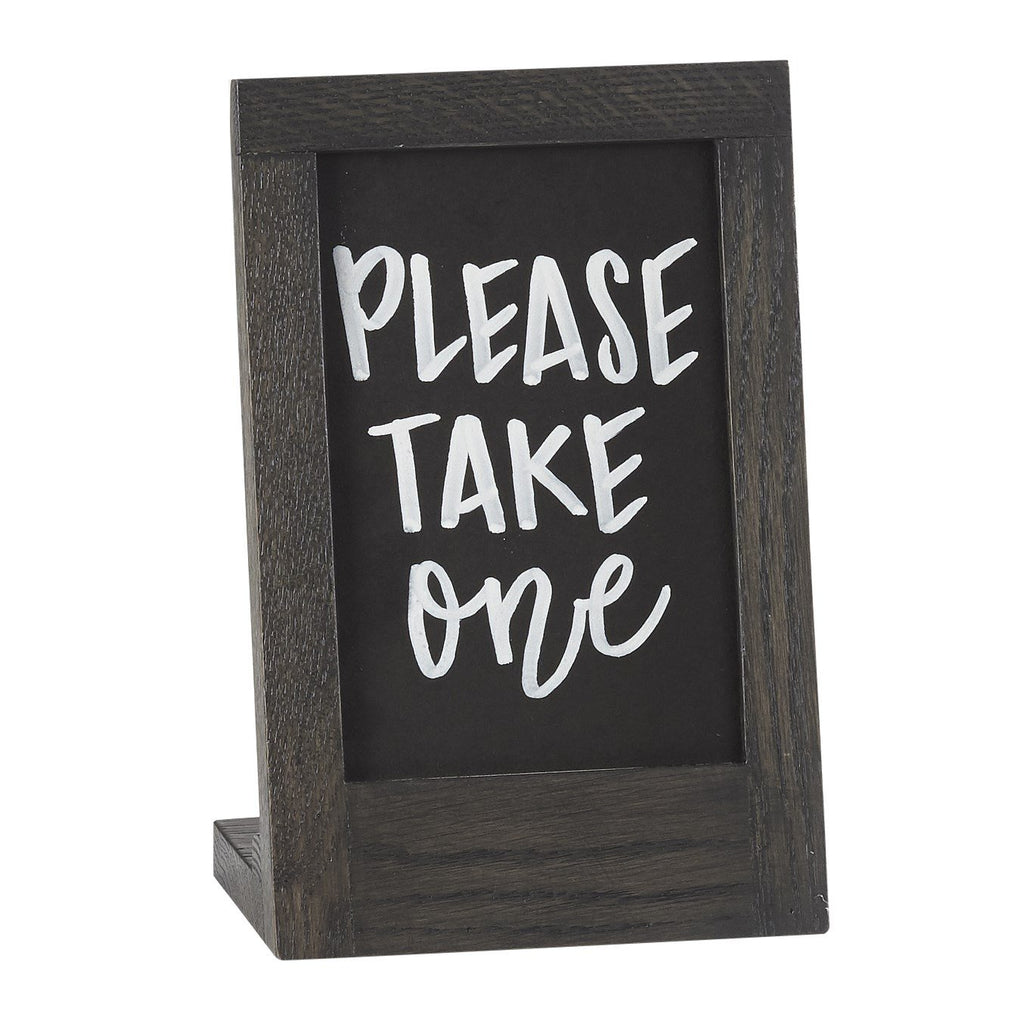Cal-Mil 3818-46-87 Cinderwood Chalkboard Sign - 5.5"W X 8.25"H, Oak Frame, Dark Gray