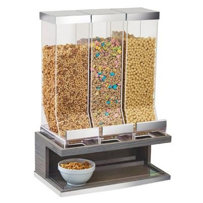 Cal-Mil 3823-83 Ashwood Pull & Serve Cereal Dispenser with (3) Bins, Gray