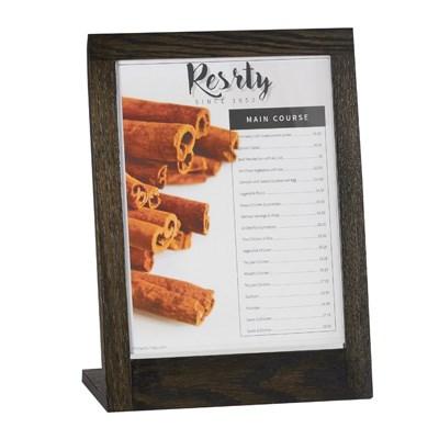 Cal-Mil 3825-811-87 Cinderwood Tabletop Menu Card Holder - 8.5" X 11", Oak, Dark Gray