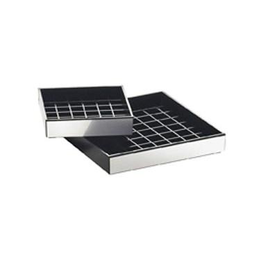 Cal-Mil 392-010 Sierra Square Drip Tray, Black with Silver Trim