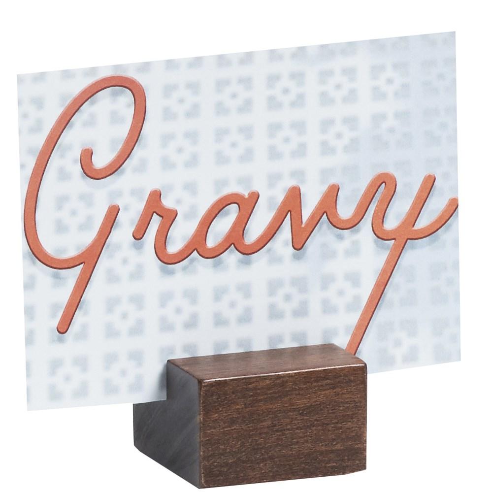 Cal-Mil 4012-78 Rectangular Mid-Century Cardholder, Center Slot, Walnut