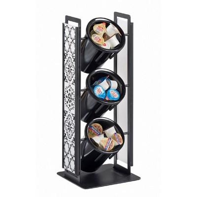 Cal-Mil 4019-85 Granada 3 Section Flatware Cylinder Display - Metal, Black/White