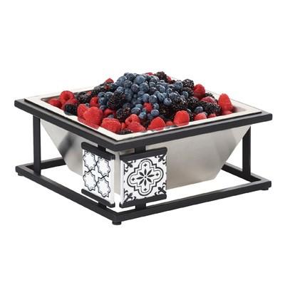 Cal-Mil 4023-85 Granada Square Cold Concept Cooling Base - 5.13"H - Metal, Black/White