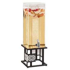 Cal-Mil 4027-3-85 Granada 3 Gallon Square Acrylic Beverage Dispenser with Ice Chamber, Black/White