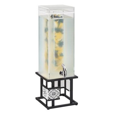 Cal-Mil 4027-3INF-85 Granada 3 Gallon Square Acrylic Beverage Dispenser with Infusion Chamber, Black/White