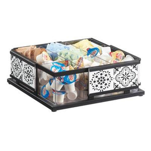 Cal-Mil 4033-85 Granada Square Condiment Organizer with (9) Bins - 4.5", Black/White